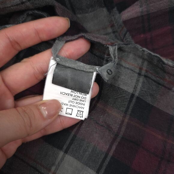 ENZA COSTA Hi Lo Top Plaid Button Down Plaid Minimal Grunge Hipster Boho Indie - Picture 10 of 11